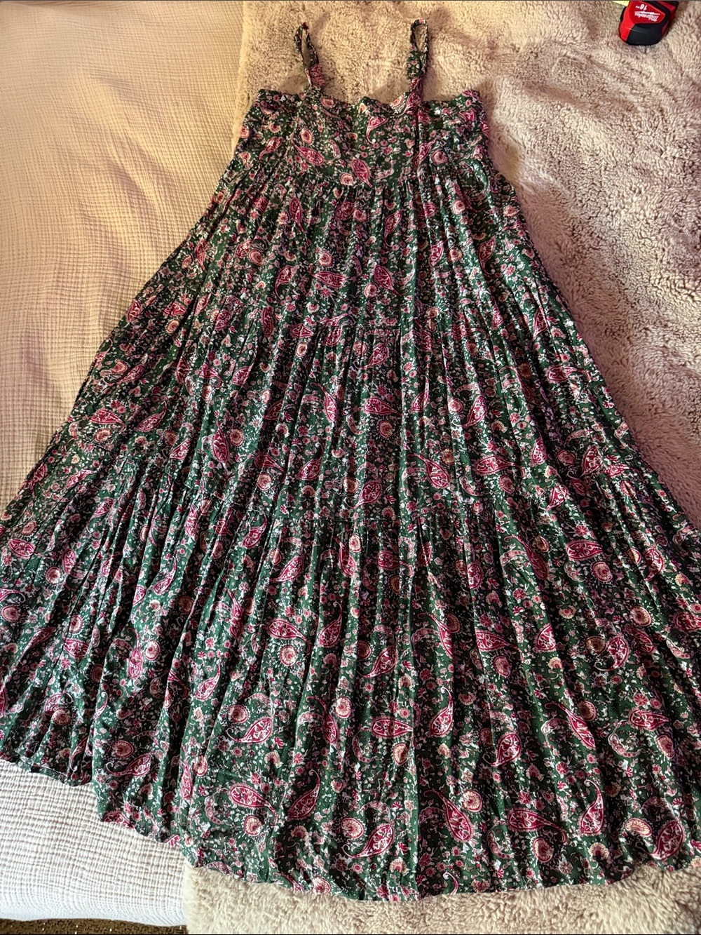 NATURAL LIFE Green and Pink Paisley Maxi dress